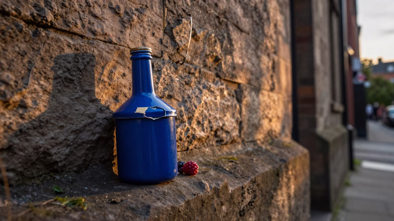 Liverpool Blue Enamel Bottle in in Liverpool, United Kingdom