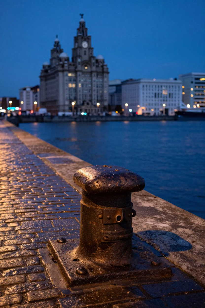 Liverpool Blue Hour at The Last Blue Light Of Evening in in Liverpool, United Kingdom