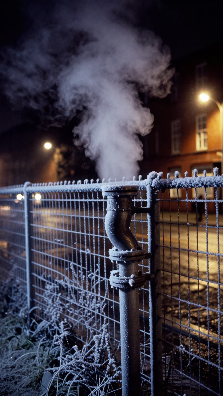 Liverpool Coated Fencing at Late At Night Light in in Liverpool, United Kingdom