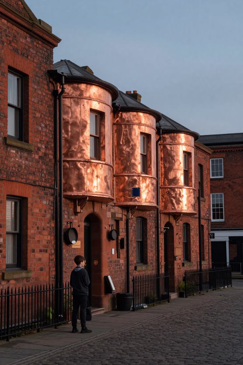 Liverpool Docks Copper Twilight Lad With Notebook And Skillet in in Liverpool, United Kingdom