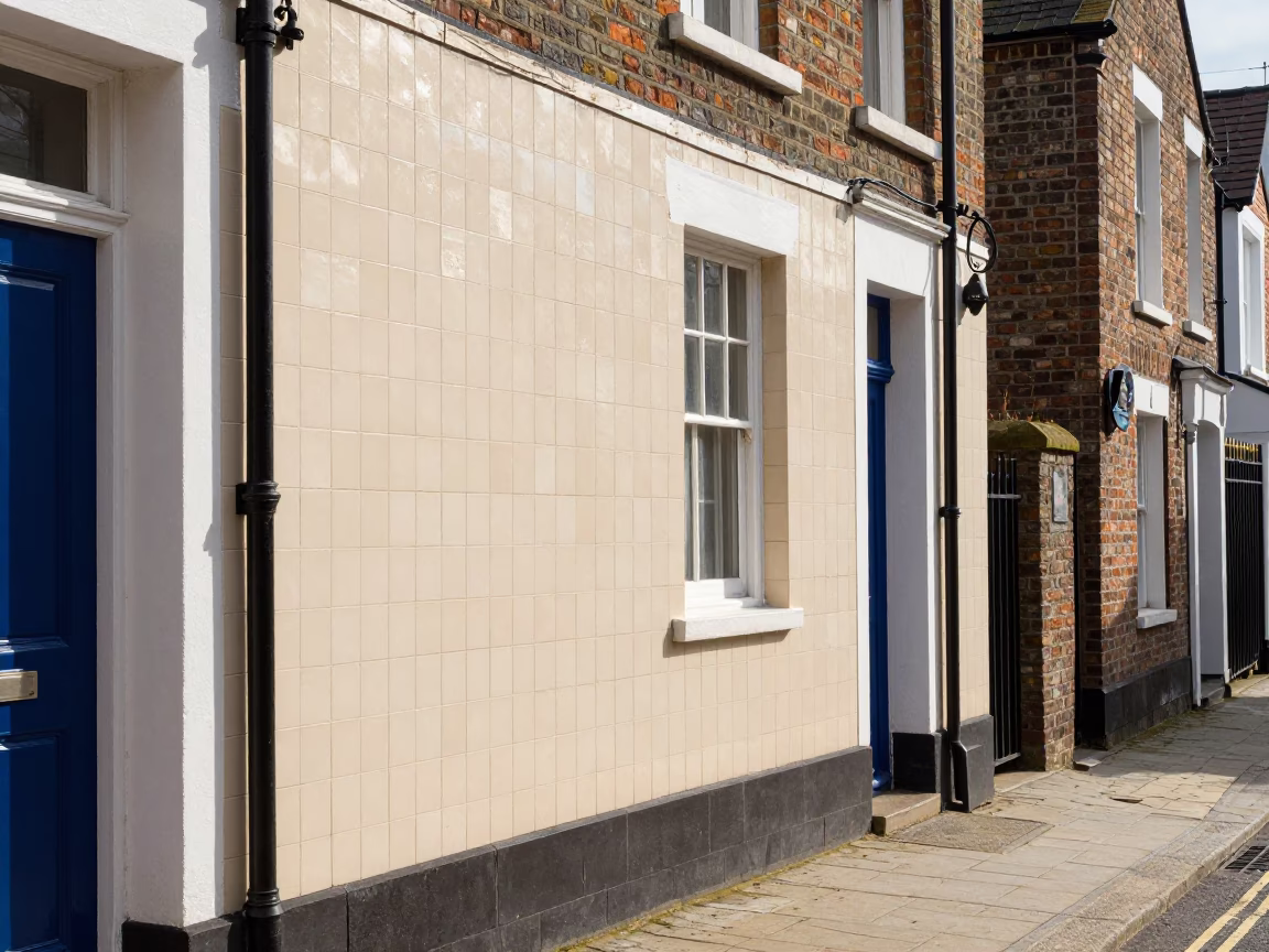 Liverpool Street Scene Midmorning Light with Ceramic Tiles and Laundry Basket in in Liverpool, United Kingdom