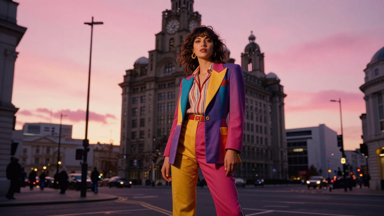 Liverpool Sunset Portrait at Sunset Light in in Liverpool, United Kingdom