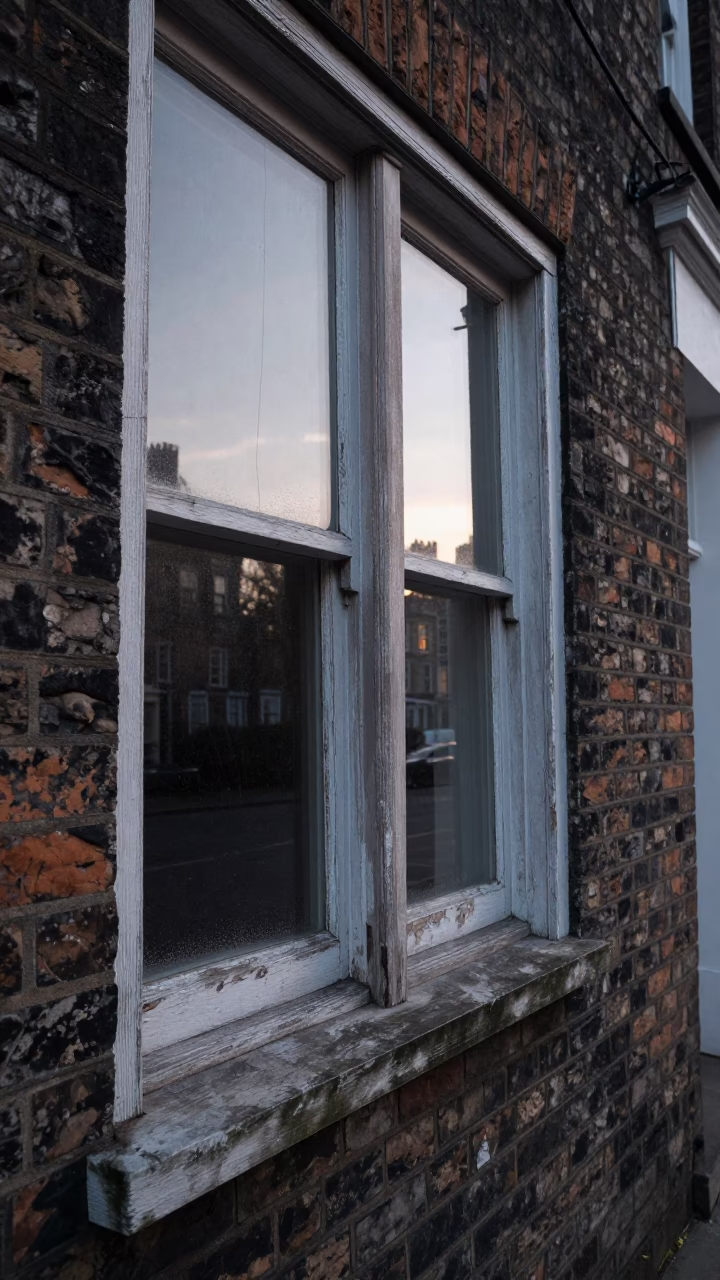Liverpool Weathered Wooden Window Frames in in Liverpool, United Kingdom