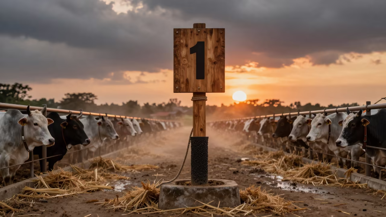 Livestock Scale Indicator in Indonesian Feedlot in along a feedlot lane in Indonesia