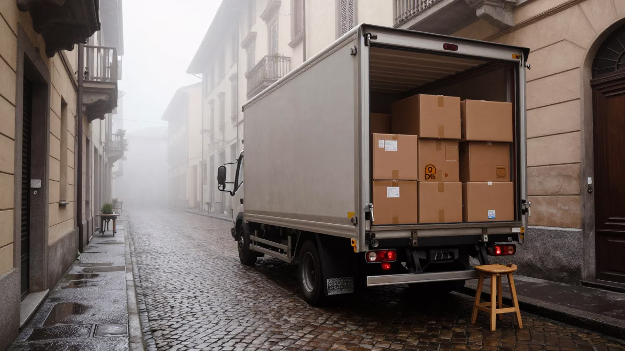 Loading Truck in Milan in in Milan, Italy