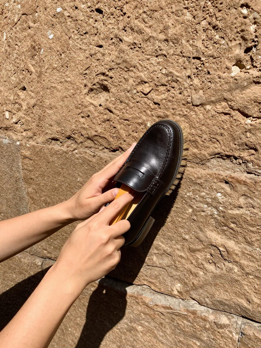 Loafer in Bologna at Flat Noon Light in in Bologna, Italy