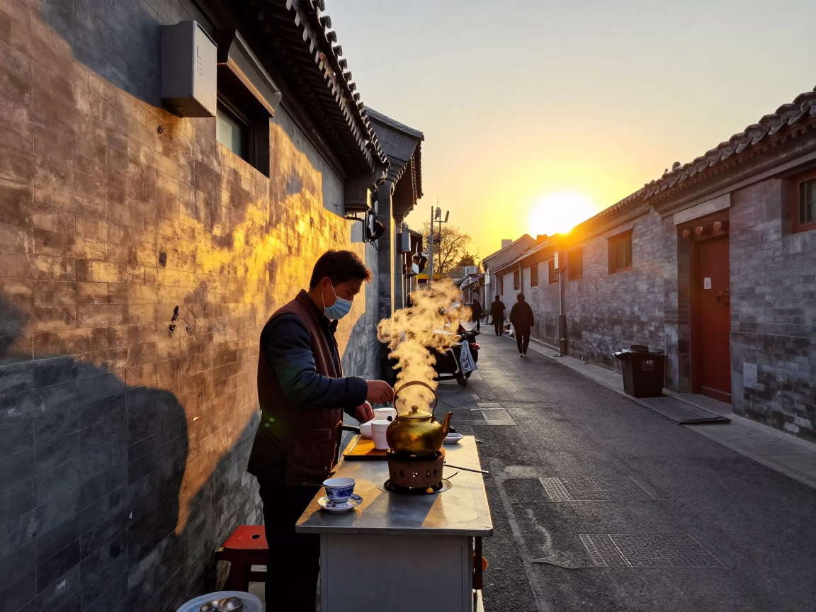 Local Artisan in Beijing at Sunset Light in in Beijing, China