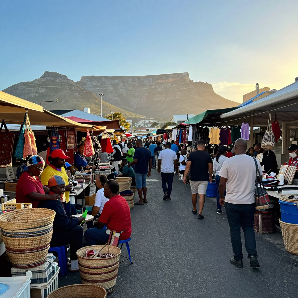 Local Commerce in Cape Town at Clear Late-afternoon Light in in Cape Town, South Africa