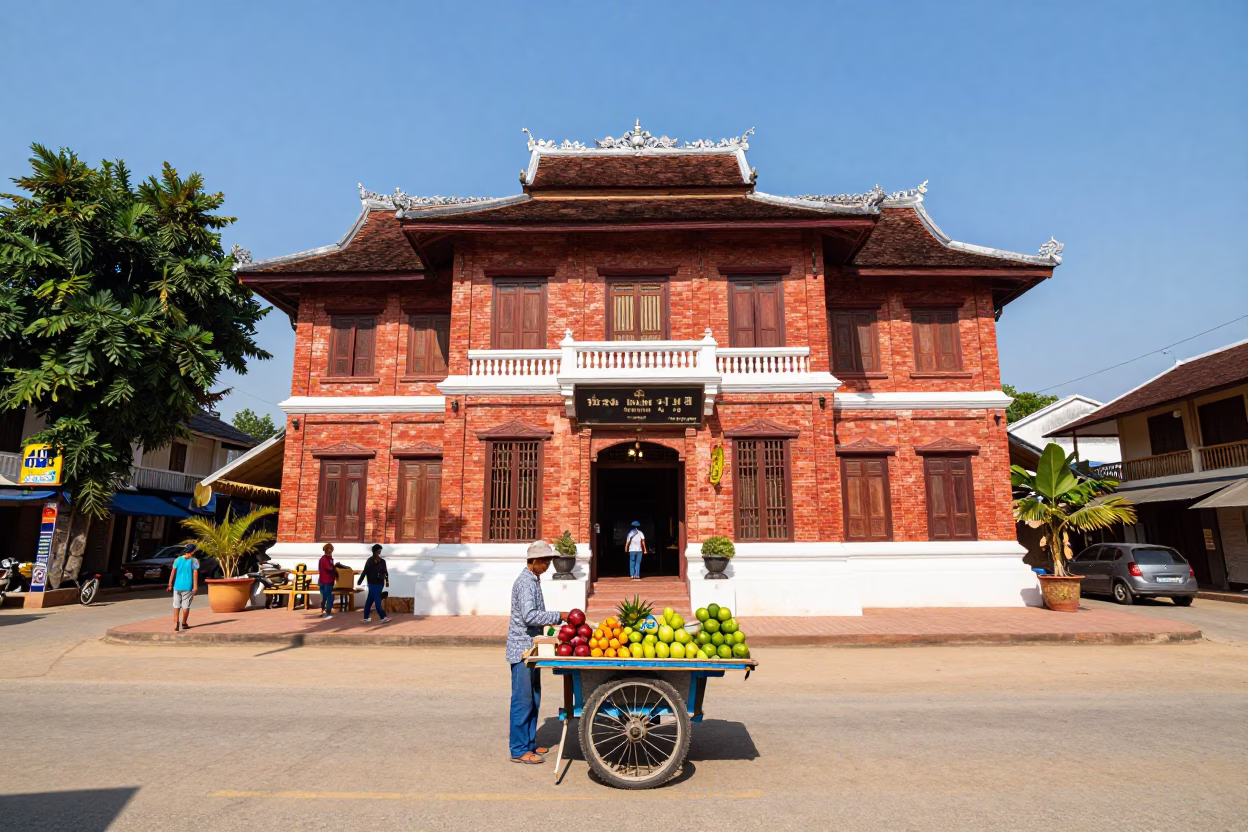 Local Commerce in Luang Prabang at Midday Light in in Luang Prabang, Laos