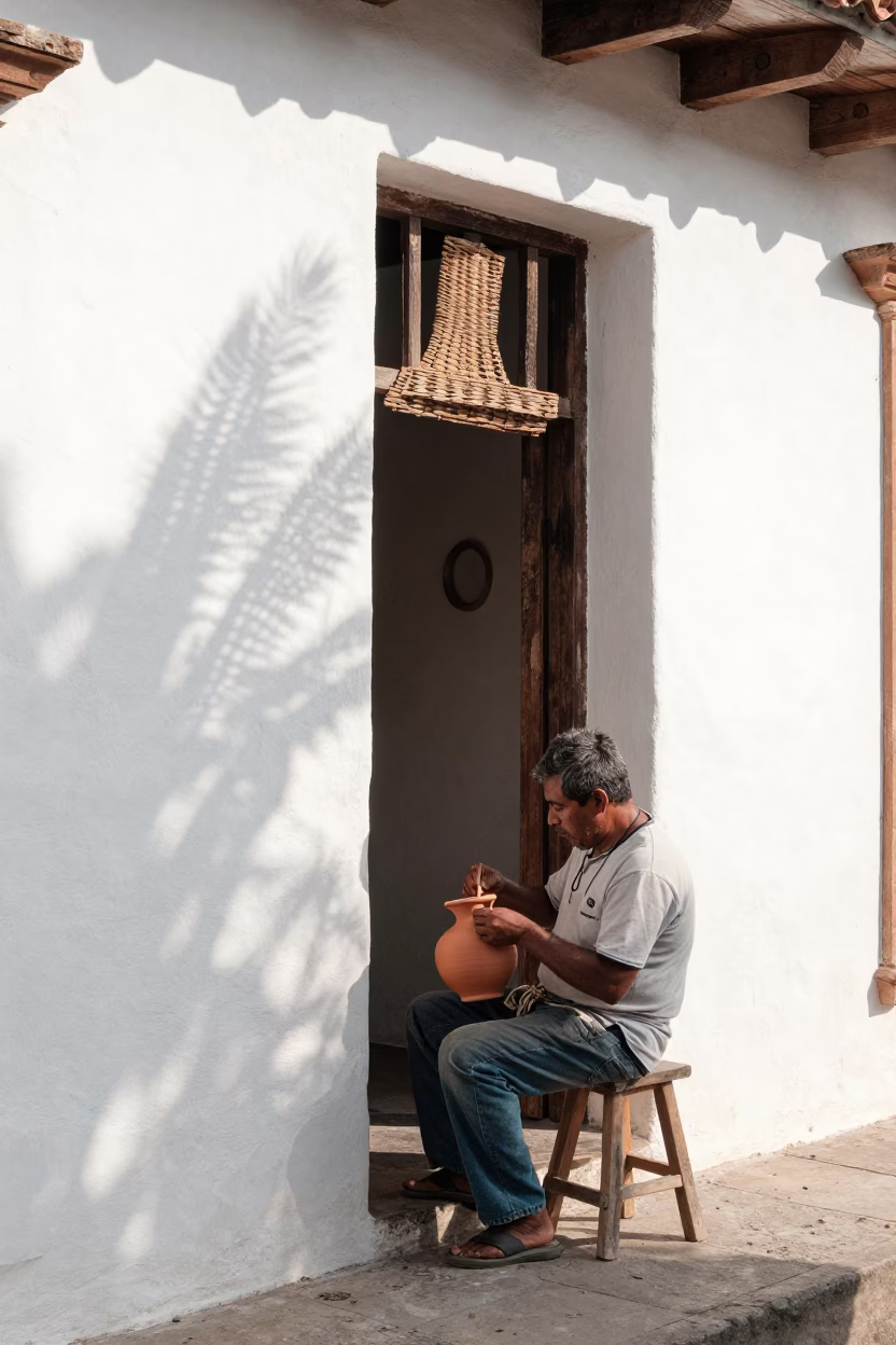 Local Craftsmanship in Cartagena at Bright Midmorning Light in in Cartagena, Colombia