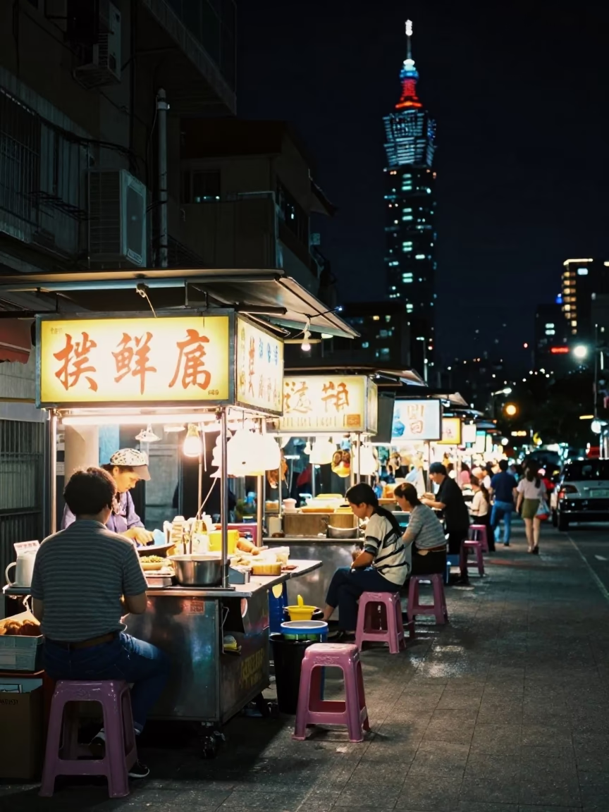 Local Diners in Taipei at The Deepest Night Sky Light in in Taipei, Taiwan