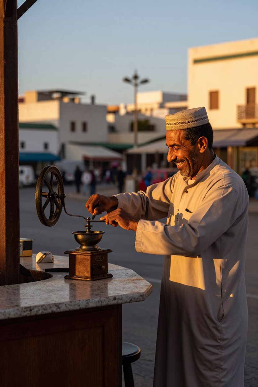 Local Interaction in Casablanca at Golden Hour in in Casablanca, Morocco