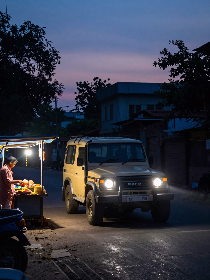 Local Interaction in Delhi at Indigo Twilight After Sunset in in Delhi, India