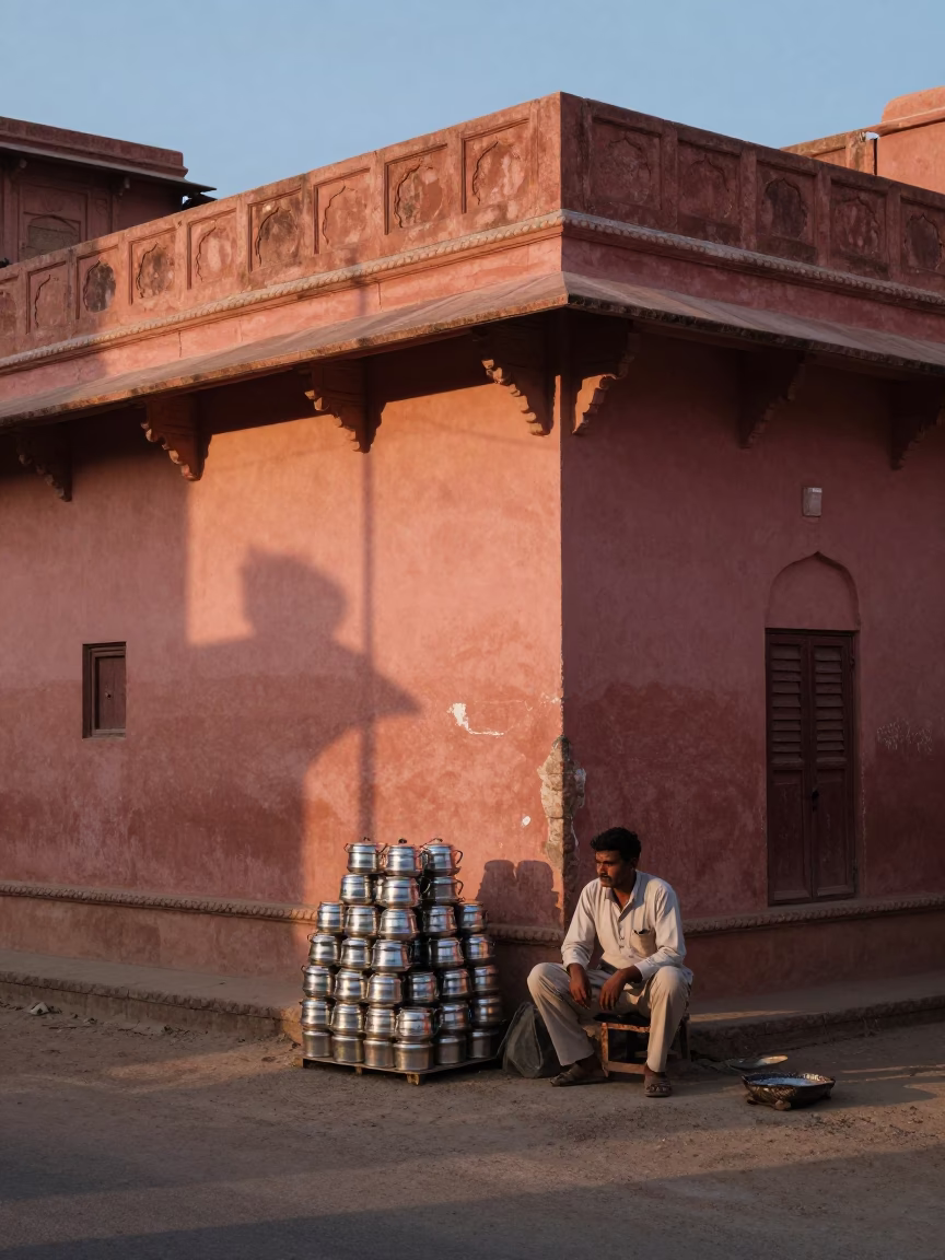 Local Life at The Early Evening Light in Jaipur in in Jaipur, India
