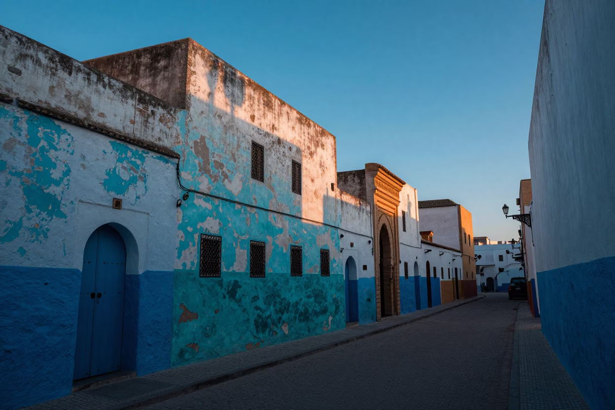 Local Life at The Still Hours Before Dawn Light in Essaouira in in Essaouira, Morocco