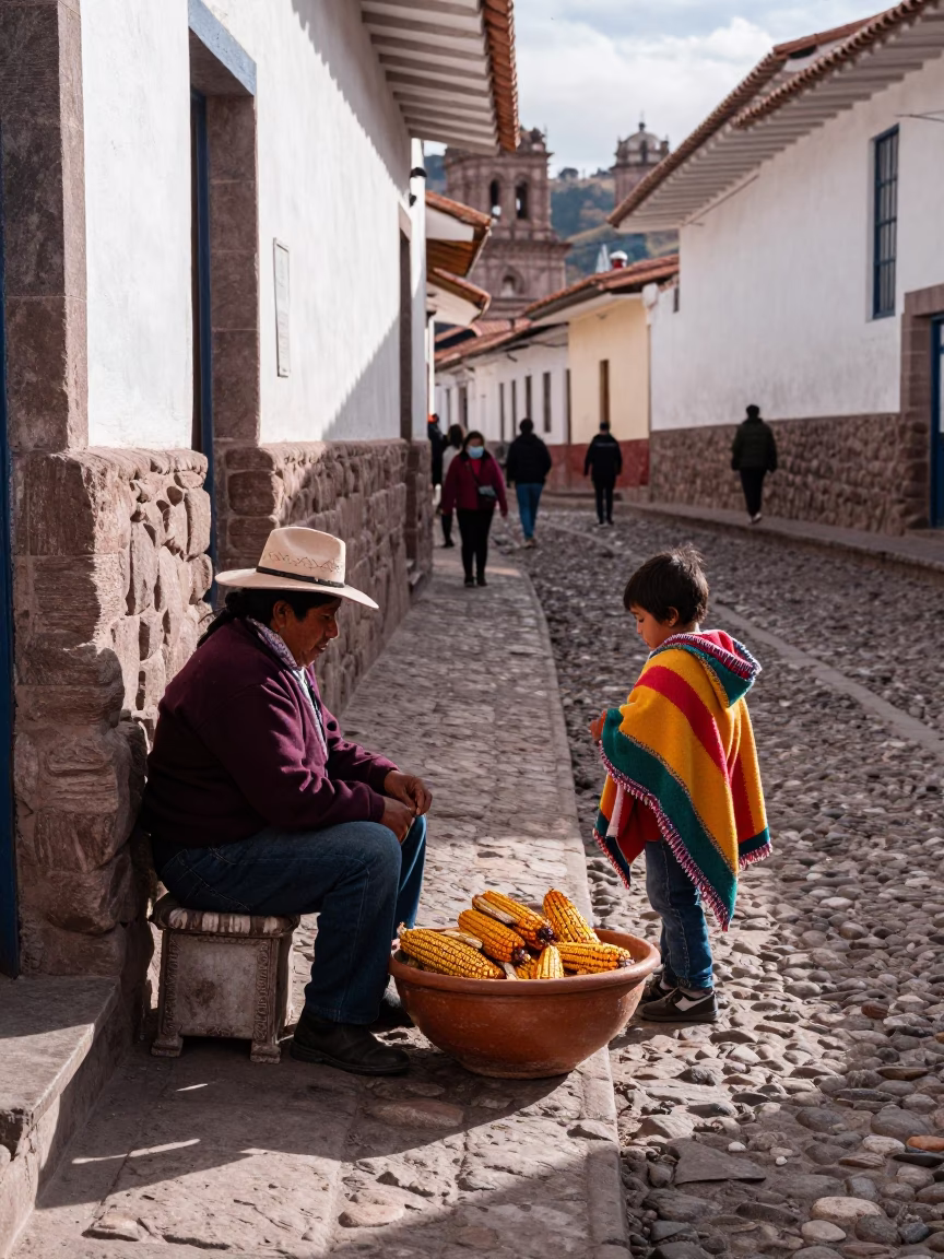 Local Life in Cusco at The Early Afternoon Light in in Cusco, Peru
