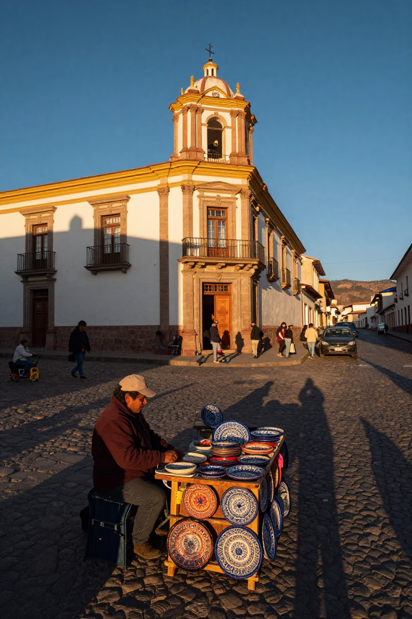 Local Life in La Paz at Honeyed Evening Light in in La Paz, Bolivia
