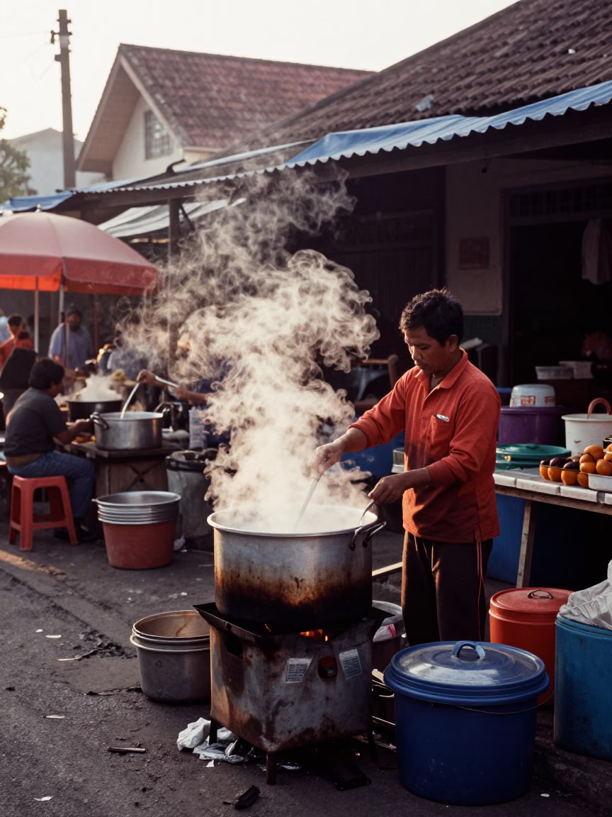 Local Market in Yogyakarta at As First Light Reaches The Scene in in Yogyakarta, Indonesia
