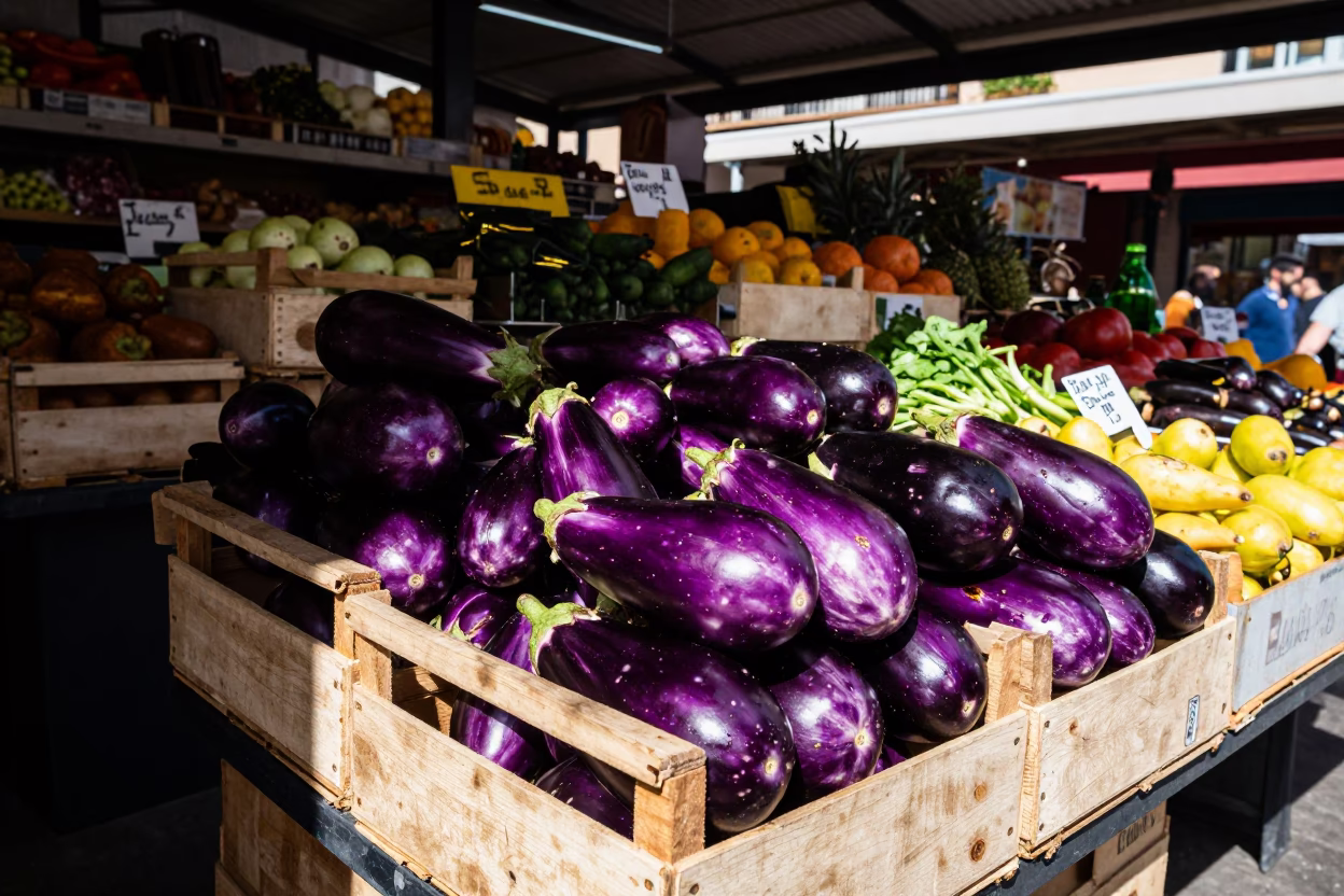Local Produce at The Flat Glare Of Noon Light in Valencia in in Valencia, Spain