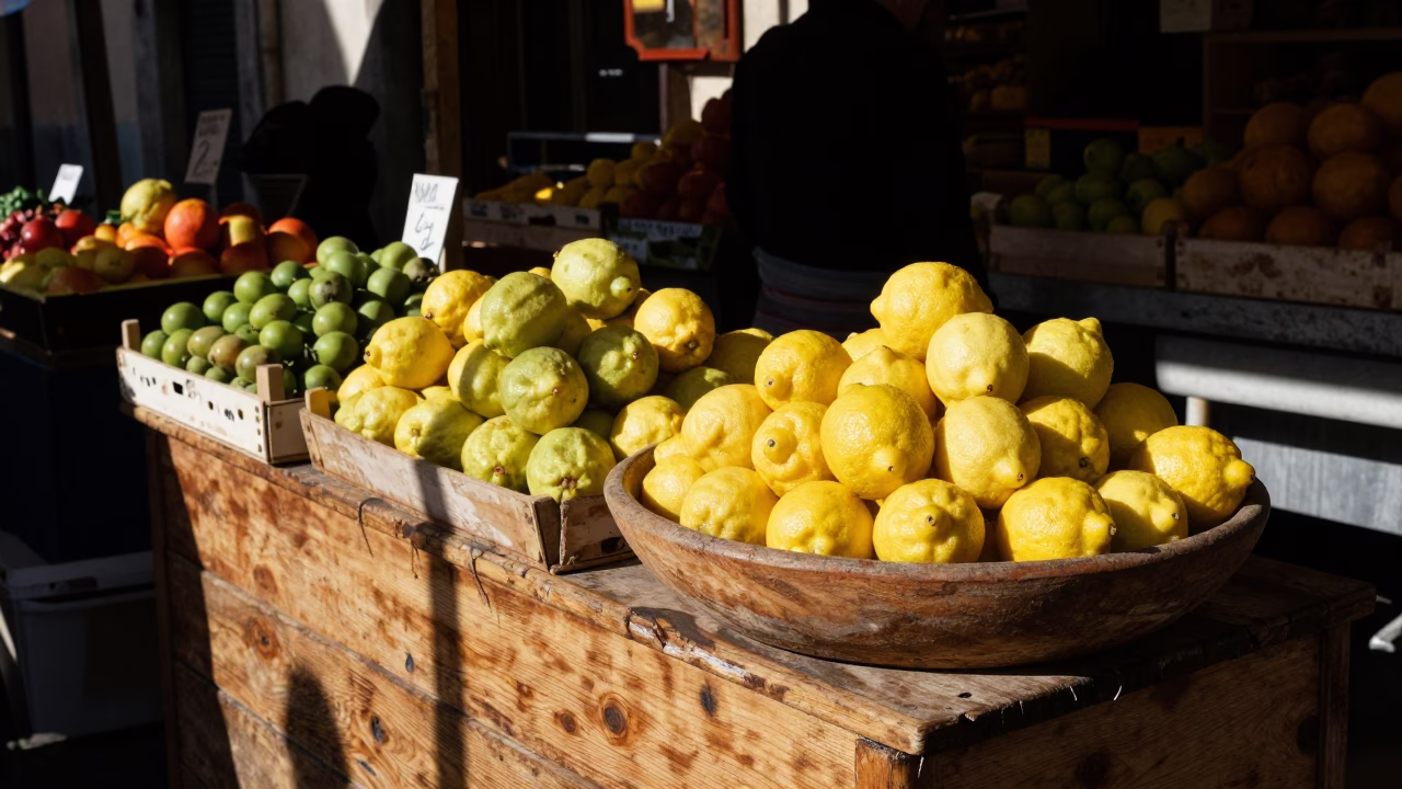 Local Produce in Palermo at The Early Afternoon Light in in Palermo, Italy