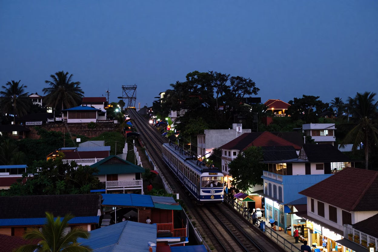 Local Shops in Kochi at Twilight in in Kochi, India