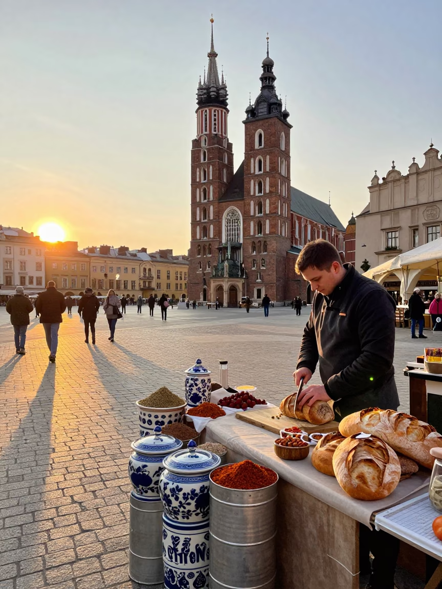 Local Trade in Krakow at Golden Hour in in Krakow, Poland