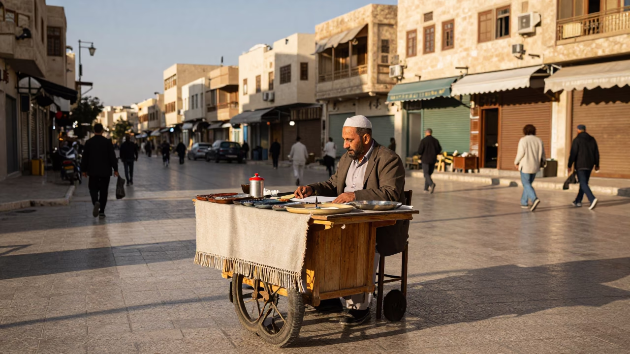 Local Vendor in Amman at The Early Afternoon Light in in Amman, Jordan