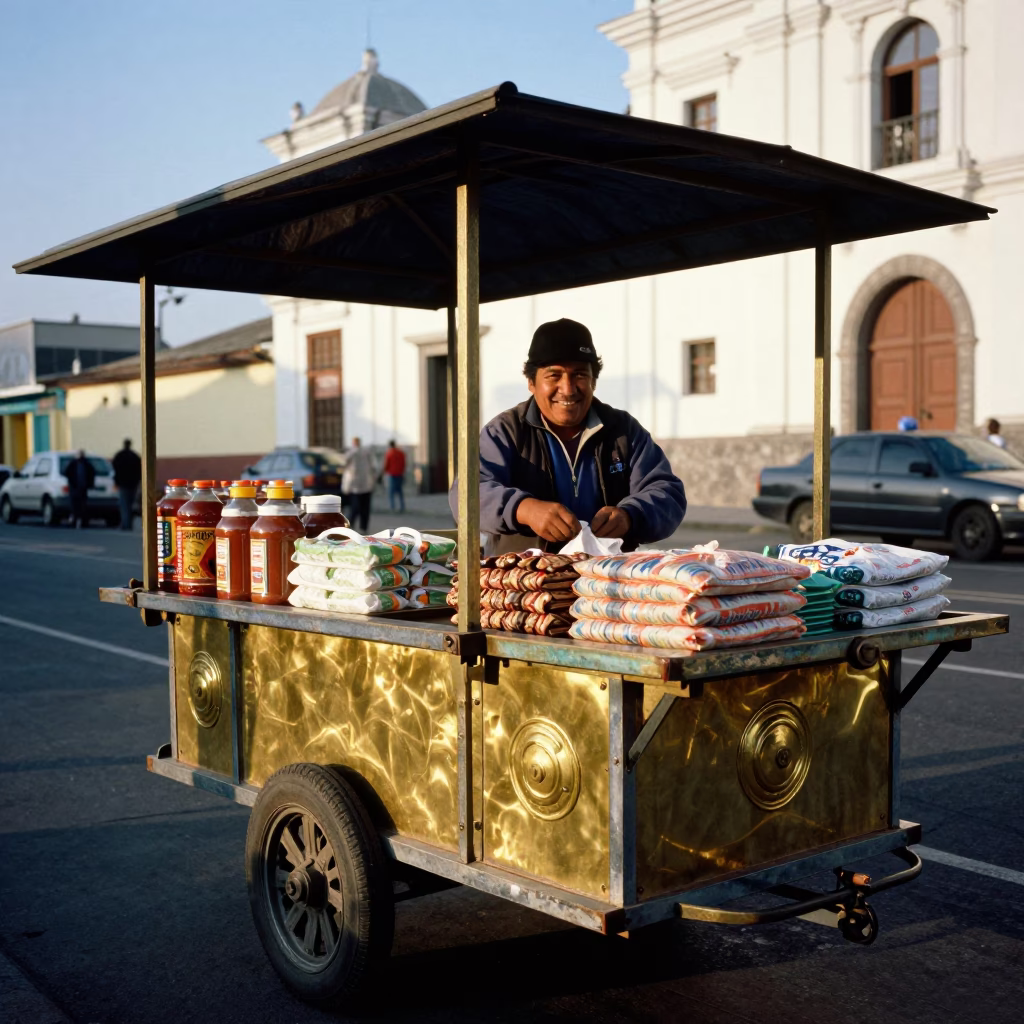 Local Vendor in Lima at Clear Late-afternoon Light in in Lima, Peru