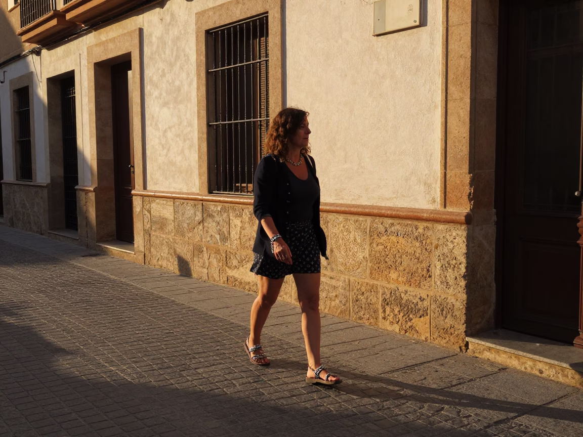 Local Woman Wearing Beaded Sandals in Barcelona in in Barcelona, Spain
