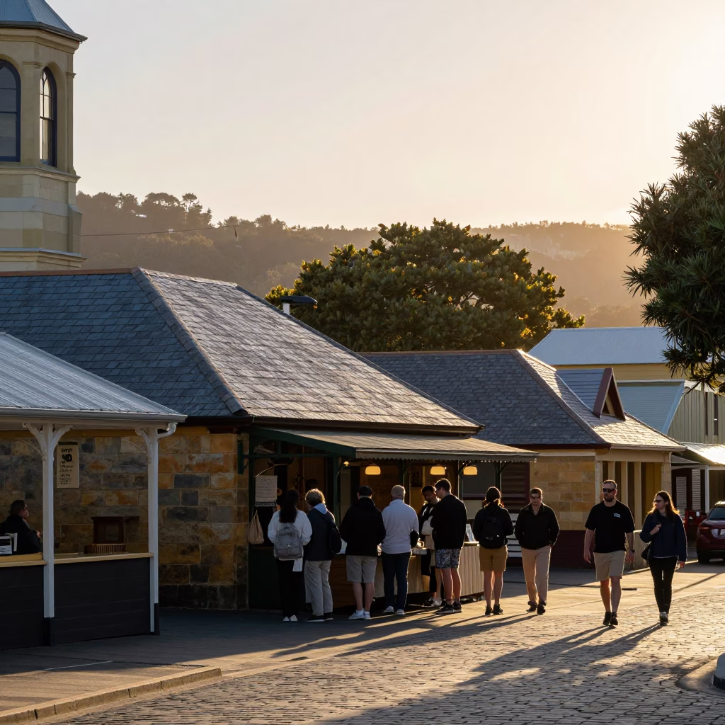 Locals Enjoying Morning Light just after sunrise in Hobart in in Hobart, Tasmania, Australia