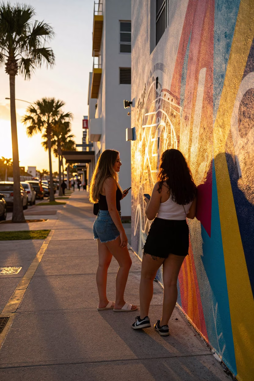 Locals in Miami at Golden Hour in in Miami, Florida, United States