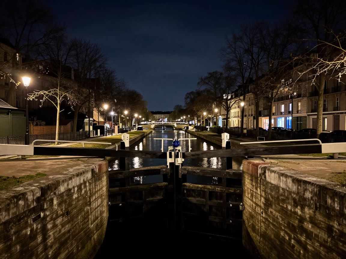 Lock Scene in Paris at The Deepest Night Sky Light in in Paris, France