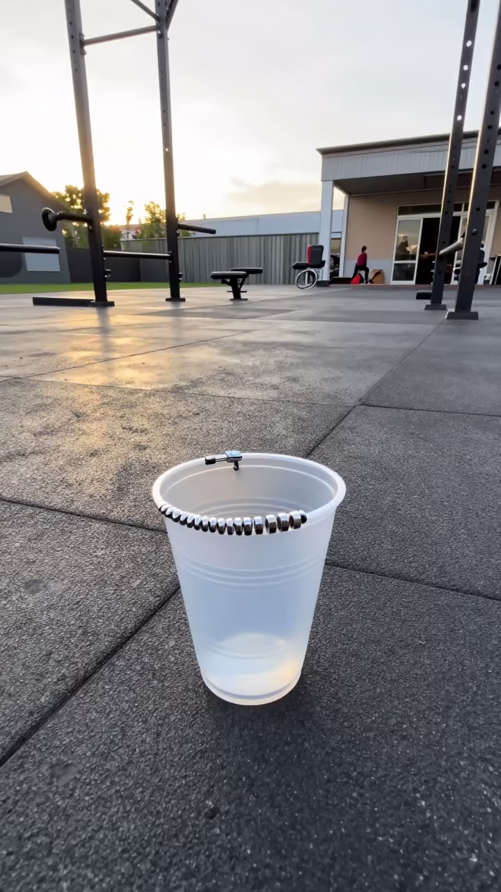 Locker Bracelet Cup on Gym Floor in at a goldsmith bench in a bazaar jewelry lane in Danané