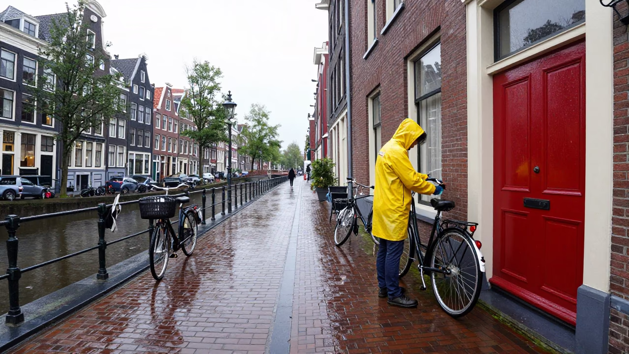 Locking Bike in Amsterdam in in Amsterdam, Netherlands