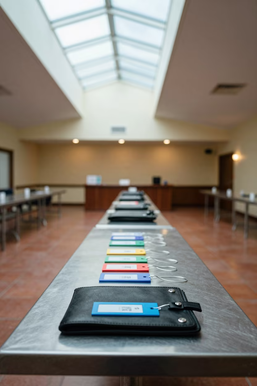 Lockout Tag Wallet Before Breakfast Service in inside a banquet hall before service in Caguas