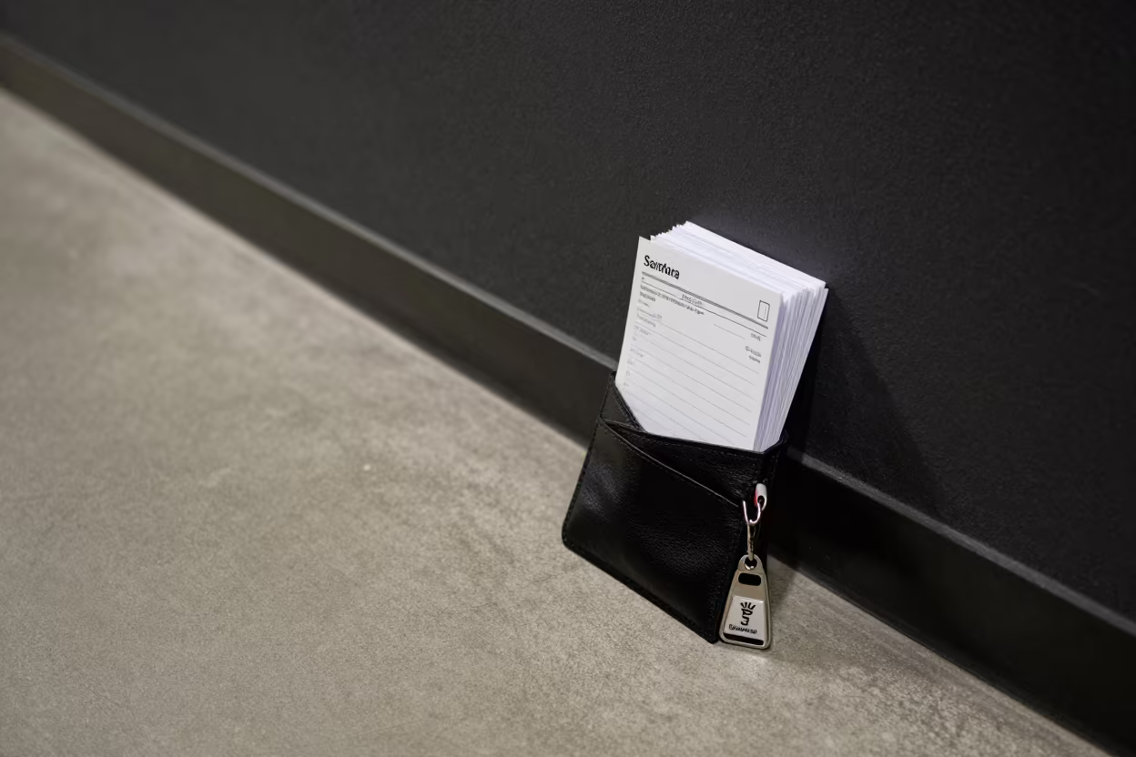 Lockout Tag Wallet in Guest Corridor Before Service in in a quiet guest corridor near Banfora