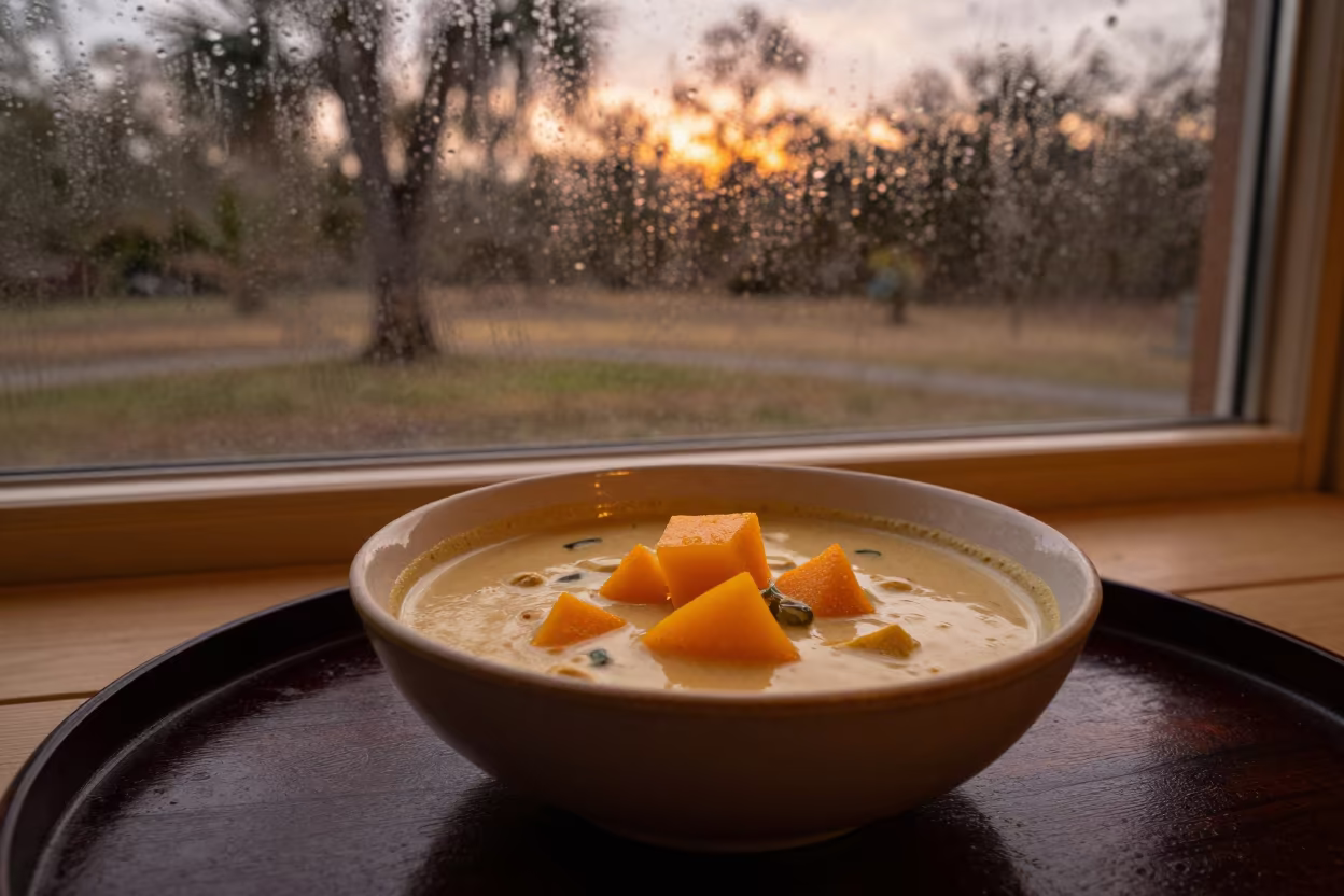 Locro Stew Bowl with Squash on Tray in on a lacquered tray in Jacksonville