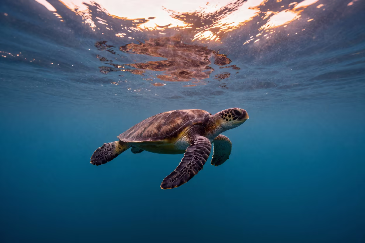 Loggerhead Turtle in Queensland Blue Water in in Queensland