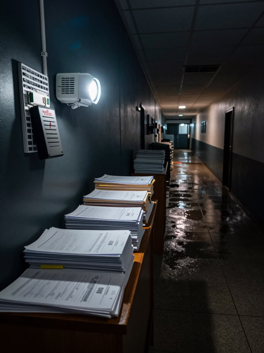 Logistics Cable Tray with Dispatch Notes in inside a dispatch office above the dock in Palo Negro