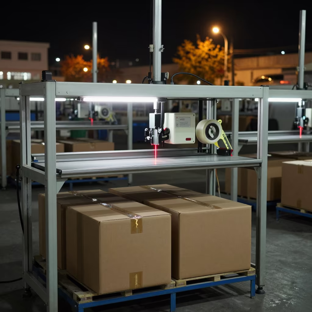 Logistics Carton Dimensioning Station with Laser Guides in inside a cross-dock lane near Oujda