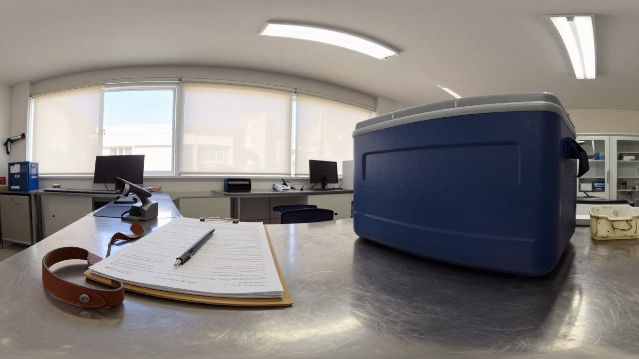 Logistics Cooler Charger in Marseille Dispatch Office in inside a dispatch office above the dock near Marseille