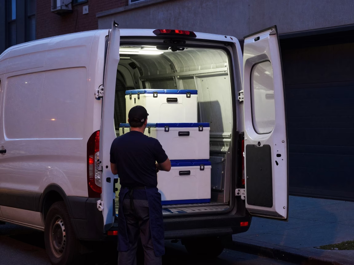 Logistics Delivery in New York at The Still Hours Before Dawn Light in in New York, New York, United States