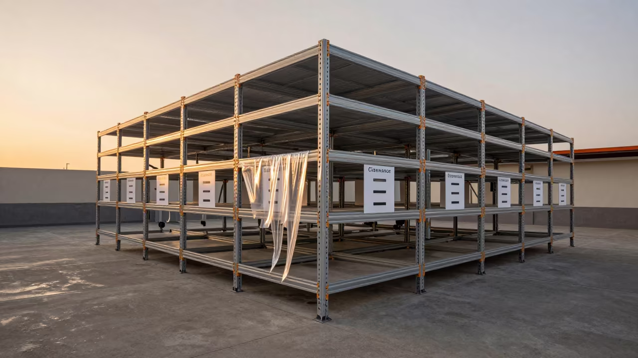 Logistics rack with signs in Arica dispatch office in inside a dispatch office above the dock in Arica