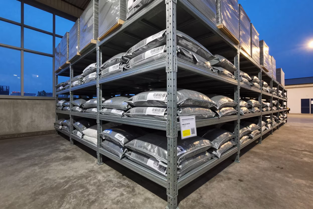 Logistics Shelf Cards Antistatic Bags Tawau Warehouse in inside a cross-dock lane in Tawau