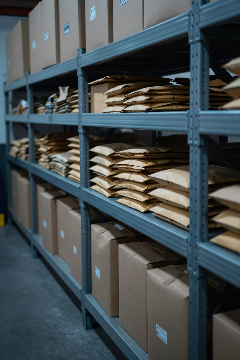 Logistics Shelving in Taza Mailroom Twilight in inside a cross-dock lane in Taza