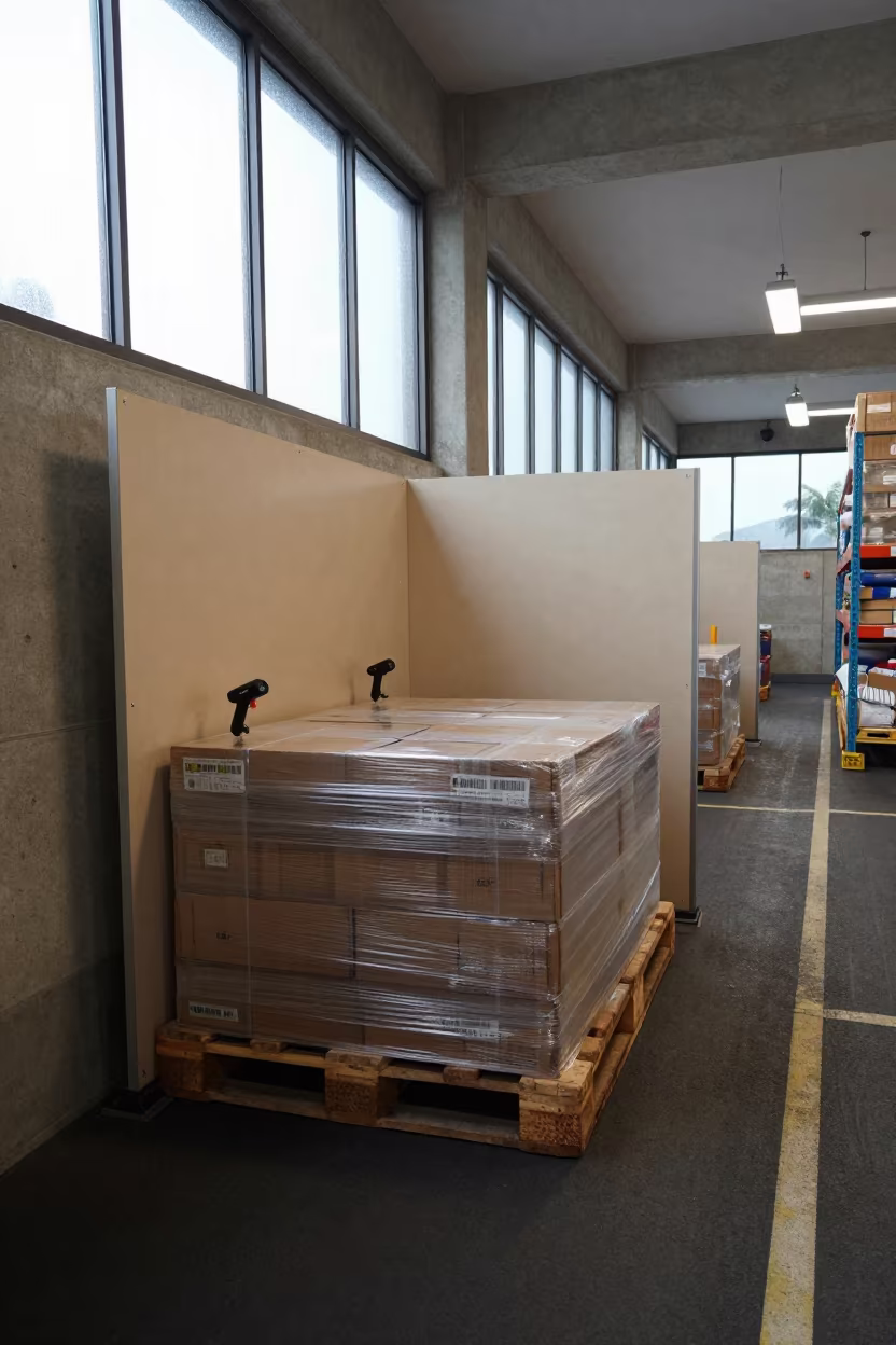 Logistics Stand Under Dock Lights Waikiki in inside a chilled distribution bay in Waikiki, Honolulu