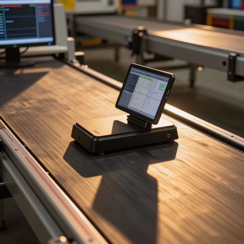 Logistics Tablet Cradle Naples Sorting Belt in at a parcel sorting belt in Spaccanapoli, Naples