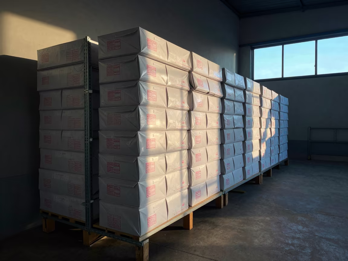 Logistics Voucher Box in Pre-Dawn Warehouse in inside a cross-dock lane in Coimbra