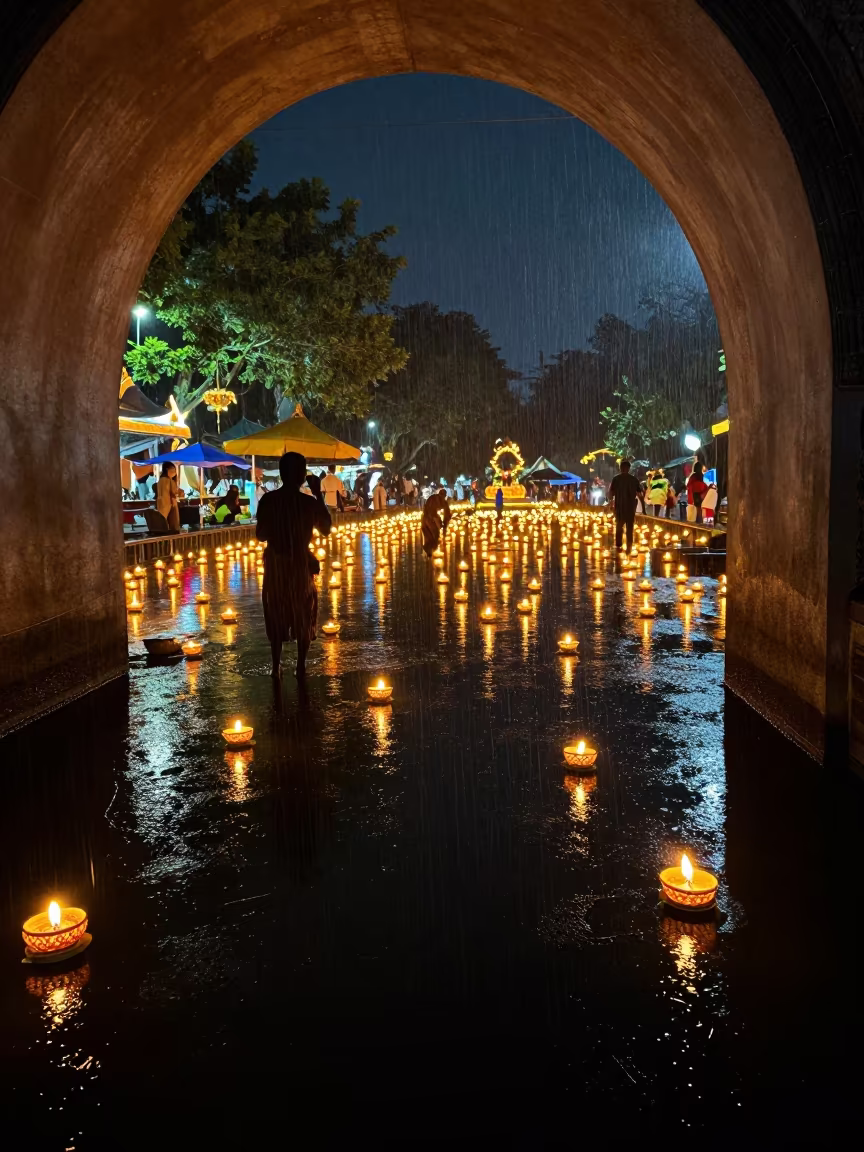 Loi Krathong Festival Midnight Candles Chiang Mai in at a public square during a festival in Chiang Mai