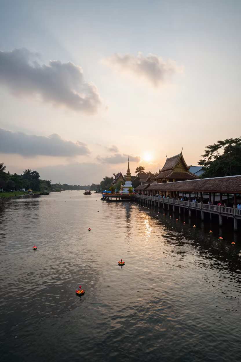 Loi Krathong Sunrise Corridor Chiang Mai in at a waterfront celebration in Chiang Mai